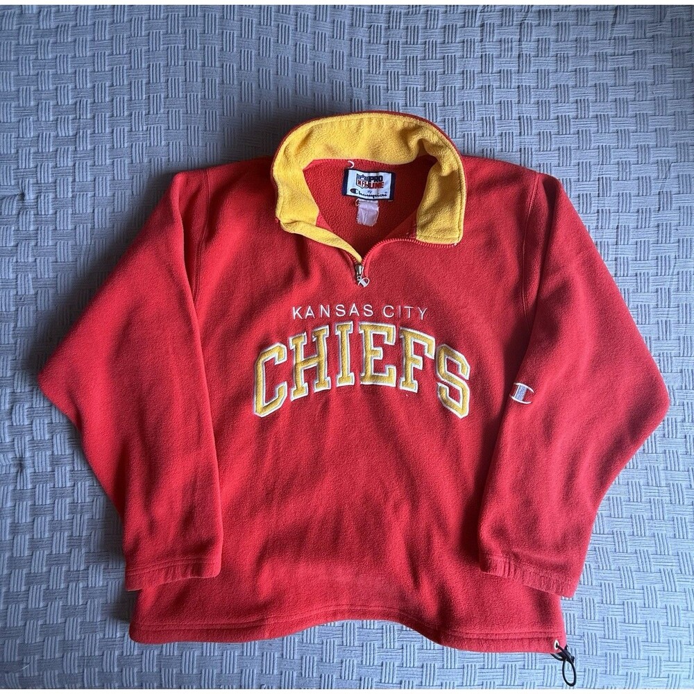 Vintage 90s Champion Pro Line Kansas City Chiefs Fleece 1/4 Zip Pullover 2XL